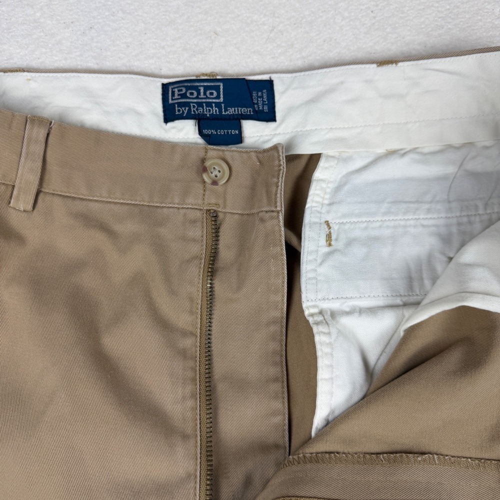 Polo Ralph Lauren Mens Khaki Chino Pants 100% Cotton Straight Leg 40x32 Brown - Picture 6 of 10